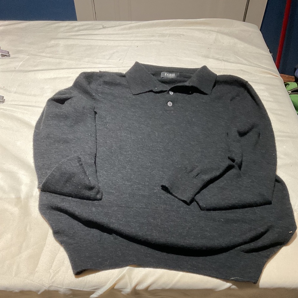 Nicole Farhi  black merino wool pull over sweatshirt size L